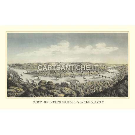 Veduta antica USA: Pittsburgh 1874.