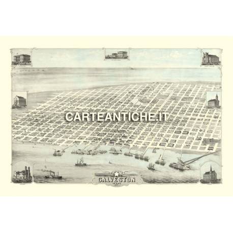 Veduta antica USA: Galveston 1871.