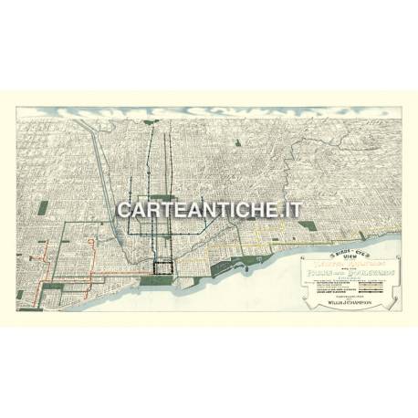 Mappa ferrovie sopraelevate di Chicago 1908.