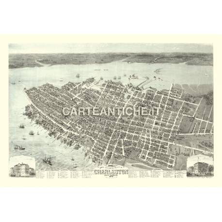 Veduta antica USA: Charleston 1874.
