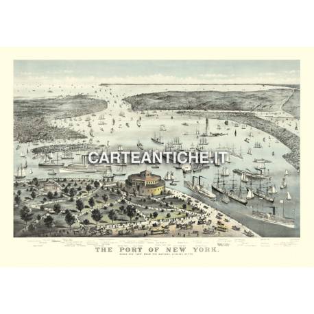 Veduta antica USA: porto di New York City 1892.