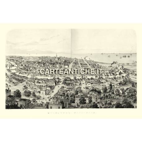 Veduta antica USA: Milwaukee 1854.