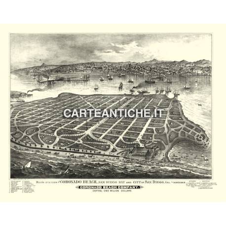 Veduta antica USA: Coronado beach 1880.