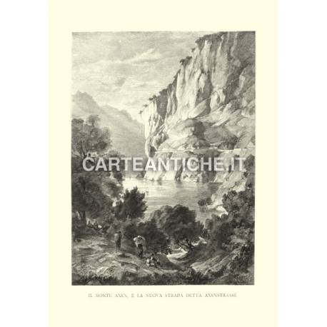 Veduta antica Svizzera: Monte Axen e Axenstrasse