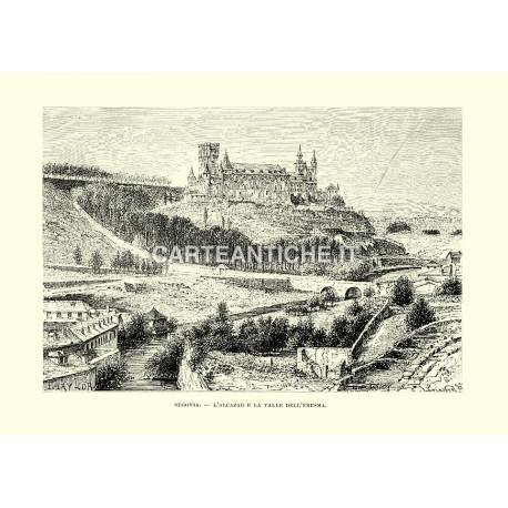 Segovia, l'Alcazar e la valle dell'Eresma.