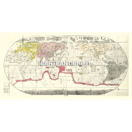 Carta antica: Mappa Giapponese del Mondo 09 - Naniwa 1785