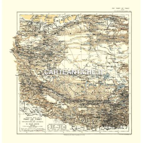 Carta antica: Asia 02 - Esplorazione Europea - Tibet 1909