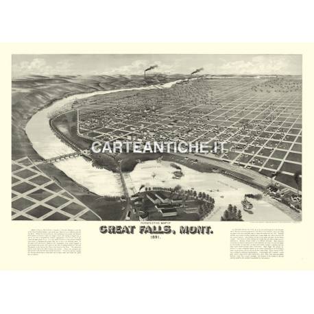 Veduta antica: USA - Great Falls, Montana - Amer 1891