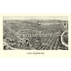 Veduta antica USA: Forth Worth, Texas 1891.