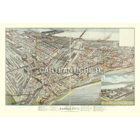 Veduta antica USA: Kansas City 1895.